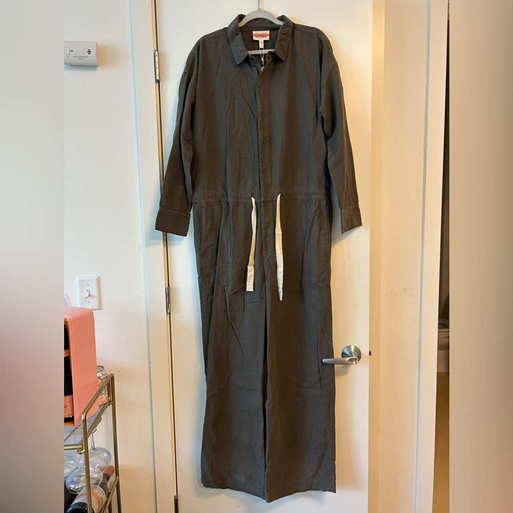 NWT Eileen Fisher classic collar green jumpsuit
